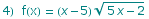 4)&nbsp;&nbsp;f(x) =  (x - 5) (5 x - 2)^(1/2)