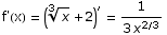 f'(x) =  (x^(1/3) + 2)^′ = 1/(3 x^(2/3))